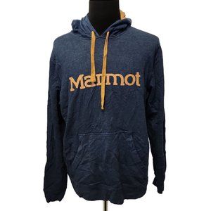 Marmot Mens Navy Blue Long Sleeve Kangaroo Pocket Pullover Hoodie Size Large